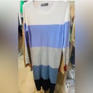 🌙 B29- Sweet Halo Striped Long Sleeve Sweater Dress